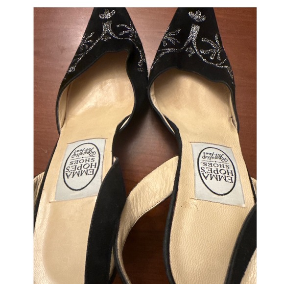 Emma Hope's Shoes heels women's EU 38 US 7.5 - 8 black embellished silver sling - Picture 4 of 10